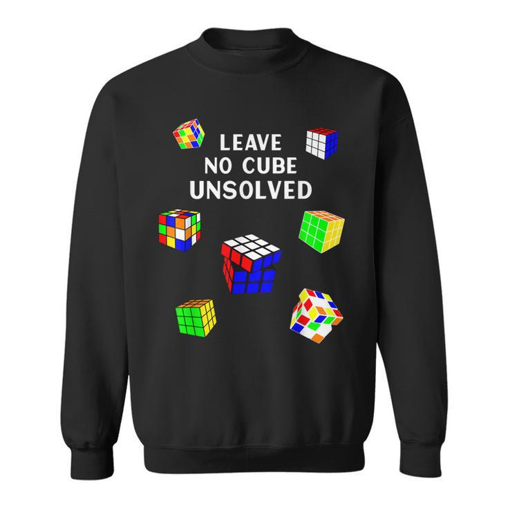 Leave No Cube Unsolved Math Lover Funny Speed Cubing Puzzles  Sweatshirt
