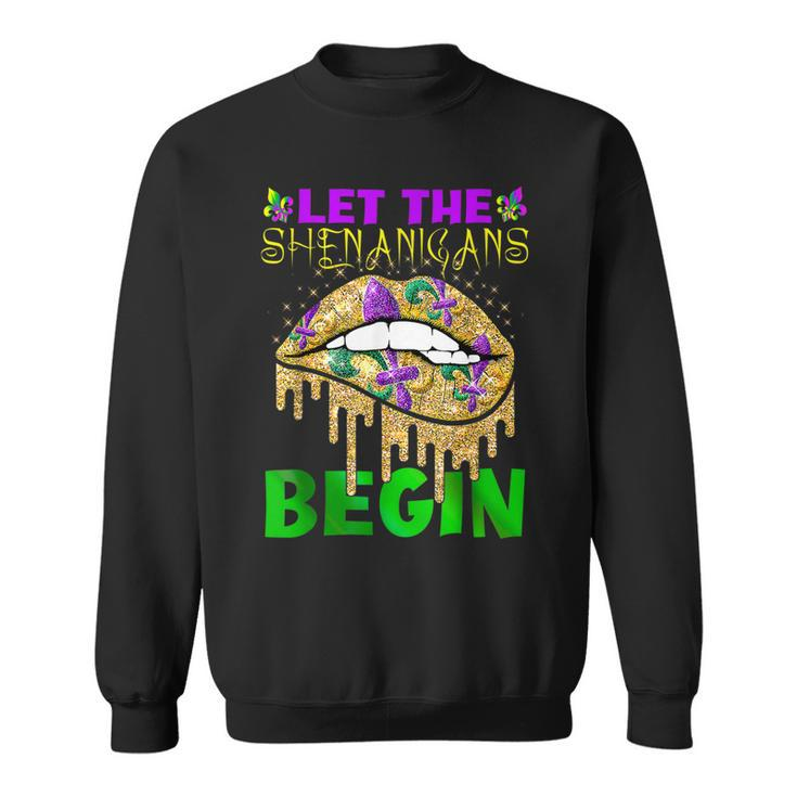 Let Shenanigans Begin Mardi Gras Sexy Lips  V2 Sweatshirt