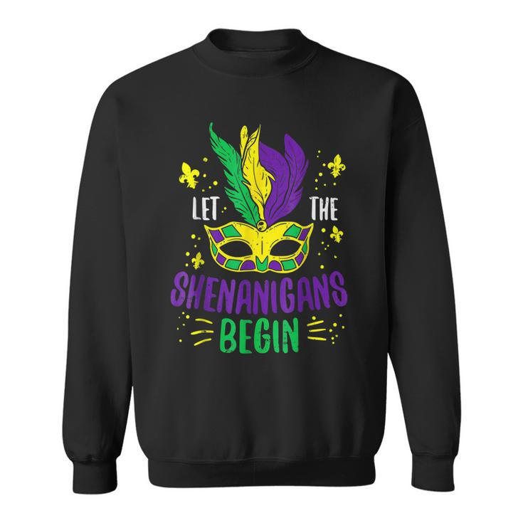 Let The Shenanigans Begin Jester Funny Mardi Gras Carnival  Sweatshirt