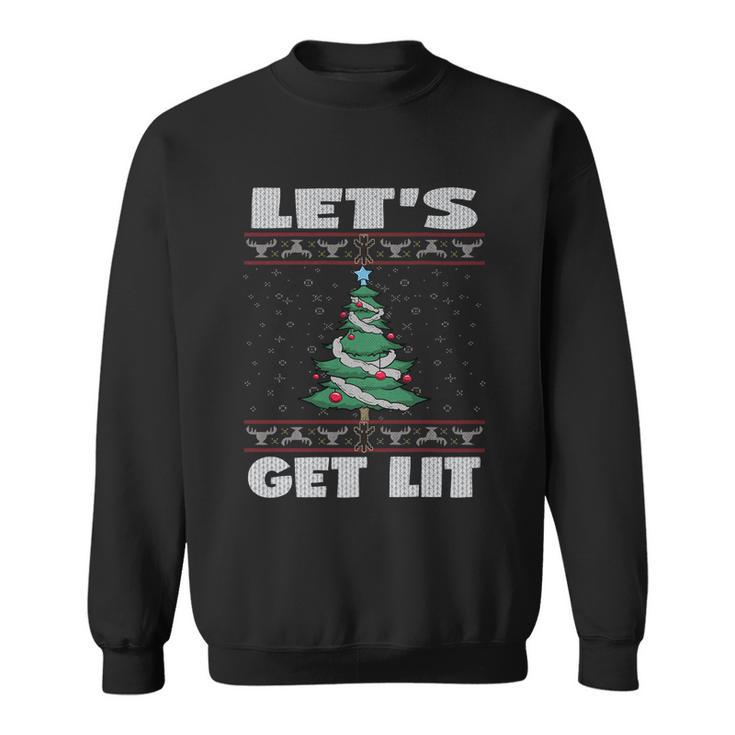 Lets Get Lit Funny Ugly Christmas Cool Gift Sweatshirt