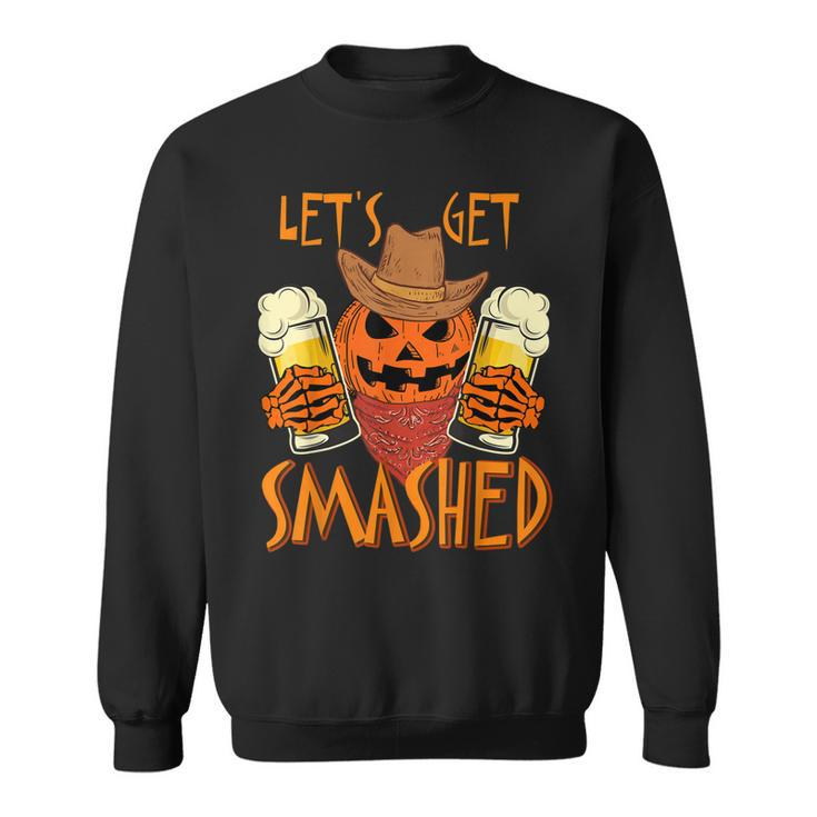 Lets Get Smashed Pumpkin Drink Halloween Beer Oktoberfest  Men Women Sweatshirt Graphic Print Unisex