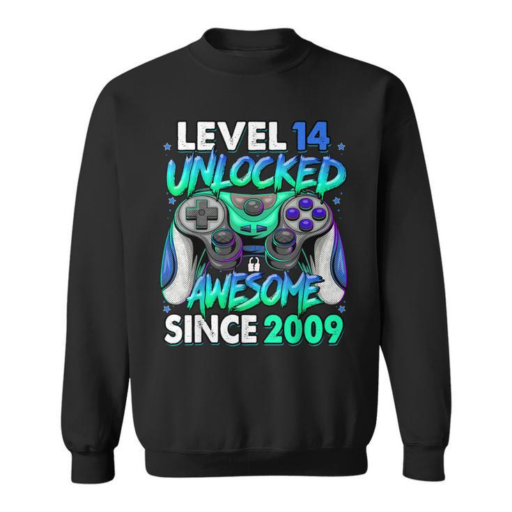 Level 14 Unlocked Awesome Since 2009 14Th Birthday Gaming  Sweatshirt