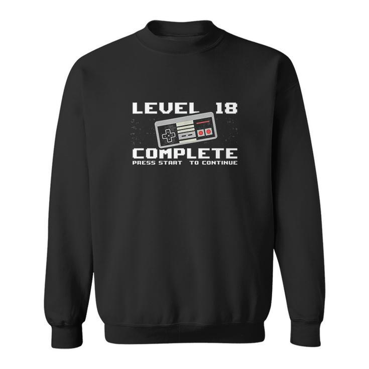 Level 18 Complete 2004 18 Years Old Gamer 18Th Birthday Men Women Sweatshirt Graphic Print Unisex