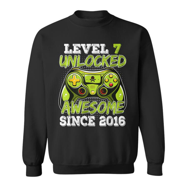 Level 7 Unlocked Birthday Awesome Since 2016 7 Years Old  Sweatshirt