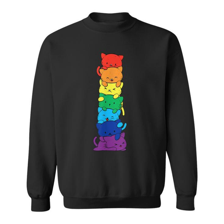 Lgbt Funny Cats Pile Gay Lesbian Pride Cat Lover Transgender Sweatshirt