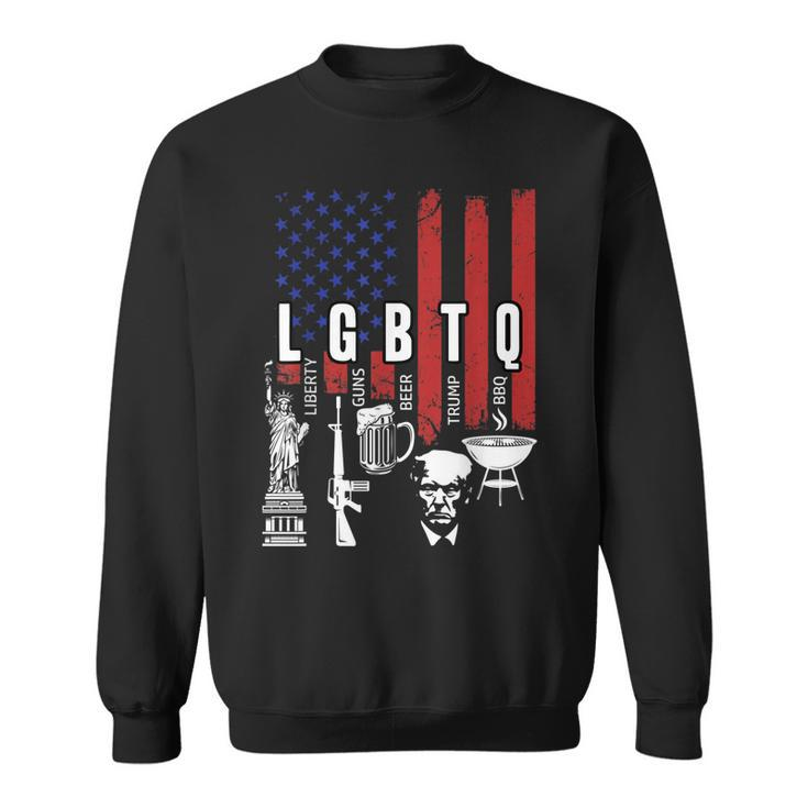 Lgbtq Liberty Guns Bible Trump Bbq Usa Flag Vintage  Sweatshirt