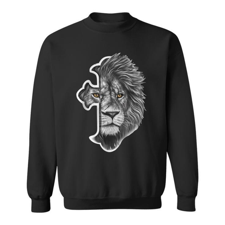 Lion Of Judah Lion Cross Jesus Christian  Sweatshirt