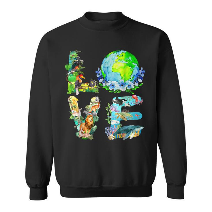 Love World Earth Day 2023 Planet Environmental Animal  Sweatshirt