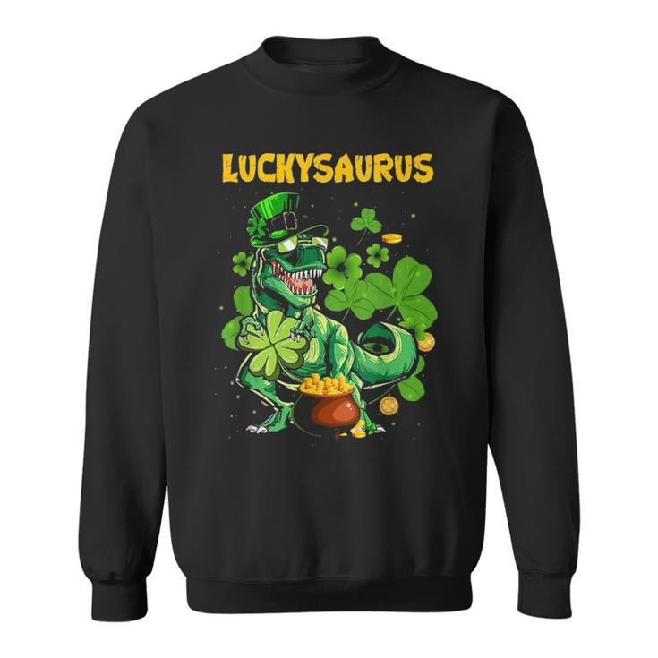 Luckysaurus Irish Leprechaun Dinosaur T Rex St Patricks Day Sweatshirt