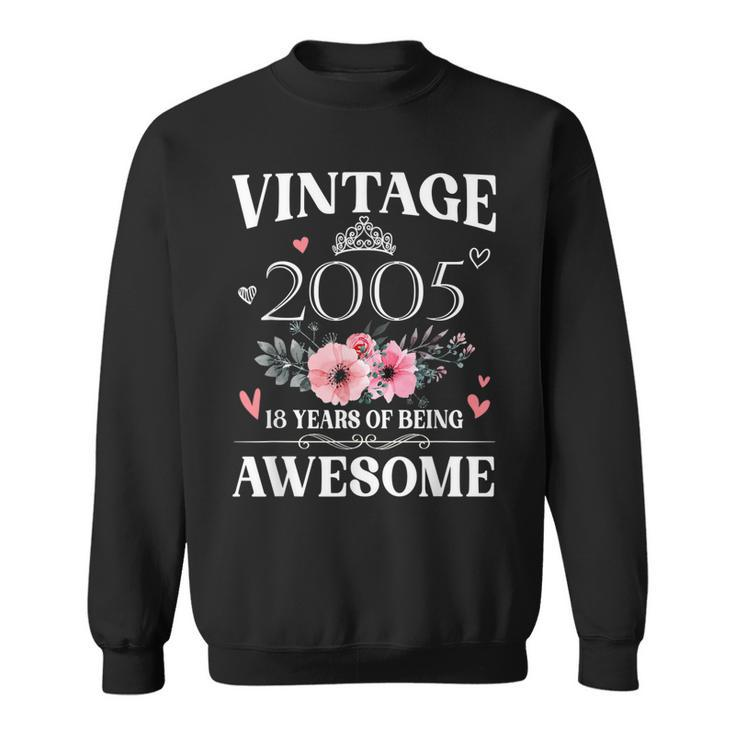 Made In 2005 18 Year Old 18Th Birthday Gift For Girl Women  Sweatshirt