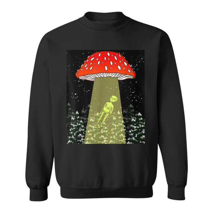 Magic Mushroom Ufo Alien Abduction Funny Et Space Pun  Men Women Sweatshirt Graphic Print Unisex