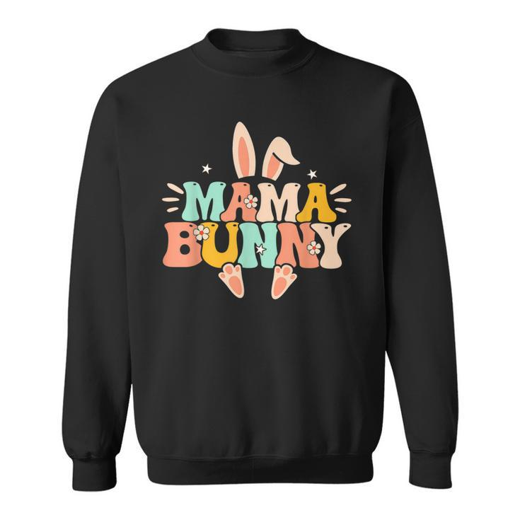 Mama Bunny Retro Groovy Bunny Mom Mommy Happy Easter Day  Sweatshirt