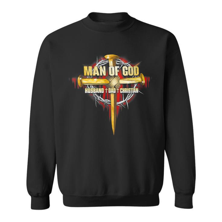 Man Of God Husband Dad Papa Lion Cross Jesus Christian  Sweatshirt