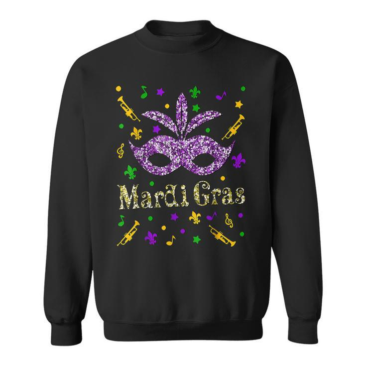 Mardi Gras 2023 - Womens Girls Mask Beads New Orleans Party  Sweatshirt
