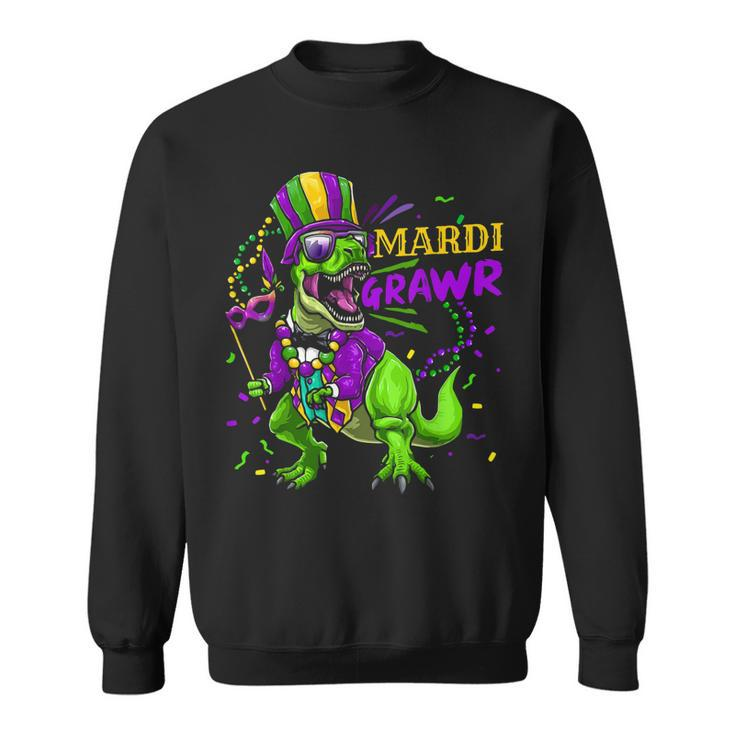 Mardi Gras Dabbing T Rex Dinosaur Mardi Grawr Bead Costume  V2 Sweatshirt - Thegiftio
