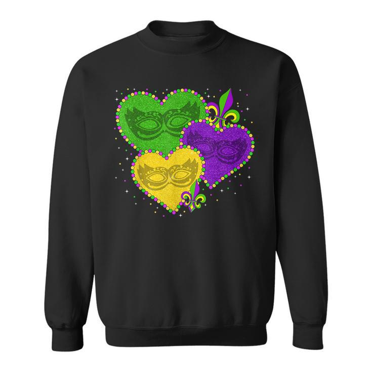 Mardi Gras Heart Fleur-De-Lys Symbol Funny Mardi Gras  Sweatshirt