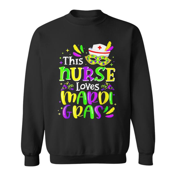 Mardi Gras Nurse This Nurse Loves Mardi Gras Funny Colorful  Sweatshirt