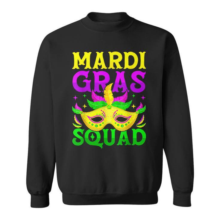 Mardi Gras Squad Carnival Party Funny Mask Beads Women Men  Sweatshirt