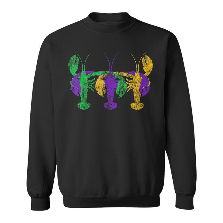 Mardi Gras Three Crawfish Friends Funny Distressed Look  Sweatshirt