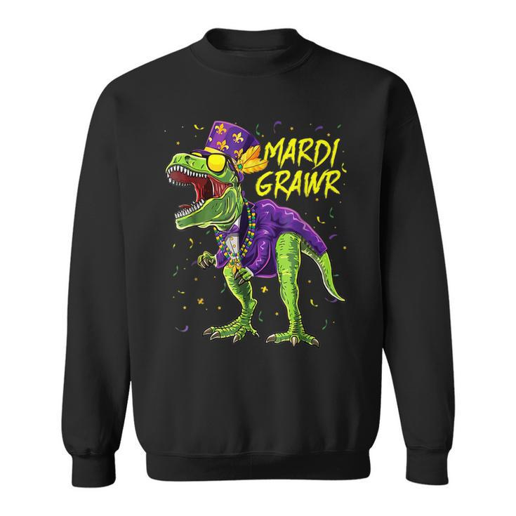 Mardi Grawr T Rex Dinosaur Jester Hat Mardi Beads Mardi Gras  V2 Sweatshirt
