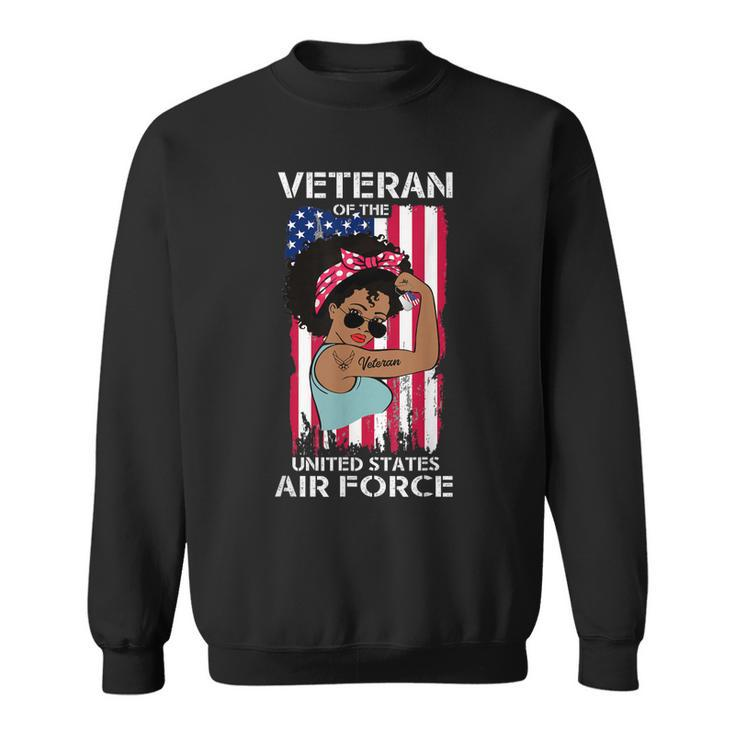 Melanin Female Air Force Veteran Us Air Force Usaf Men Women Sweatshirt Graphic Print Unisex