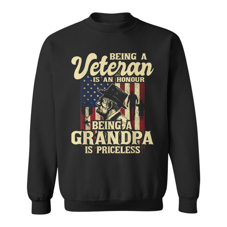 Mens Being A Veteran Is An Honour - Patriotic Us Veteran Grandpa  Sweatshirt