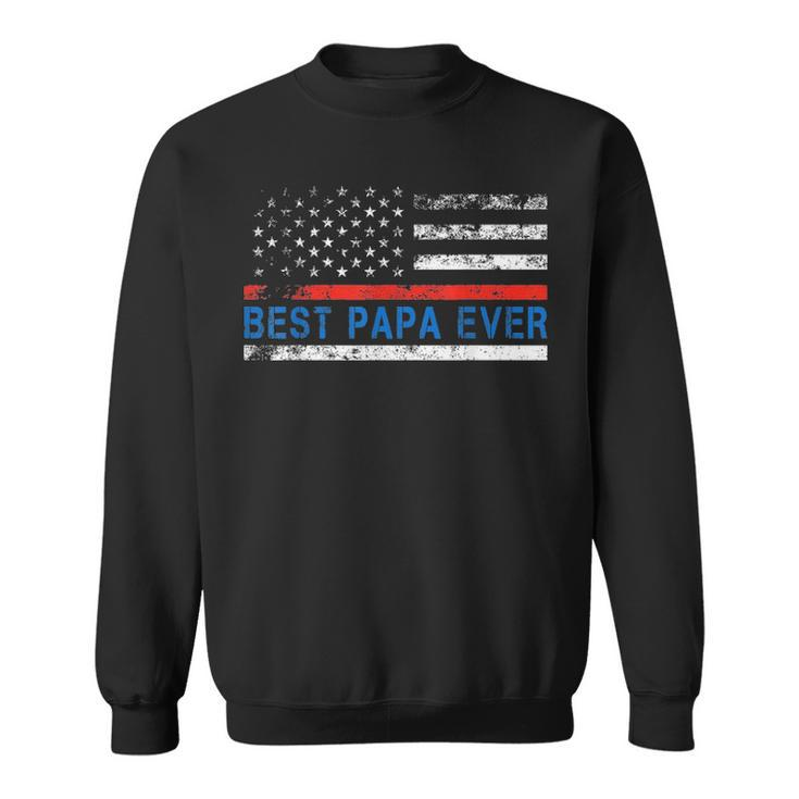 Mens Best Papa Ever American Flag  Fathers Day Gift Sweatshirt
