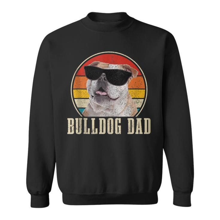Mens Bulldog Dad Funny Vintage Sunglasses Dog English Bulldog  Sweatshirt
