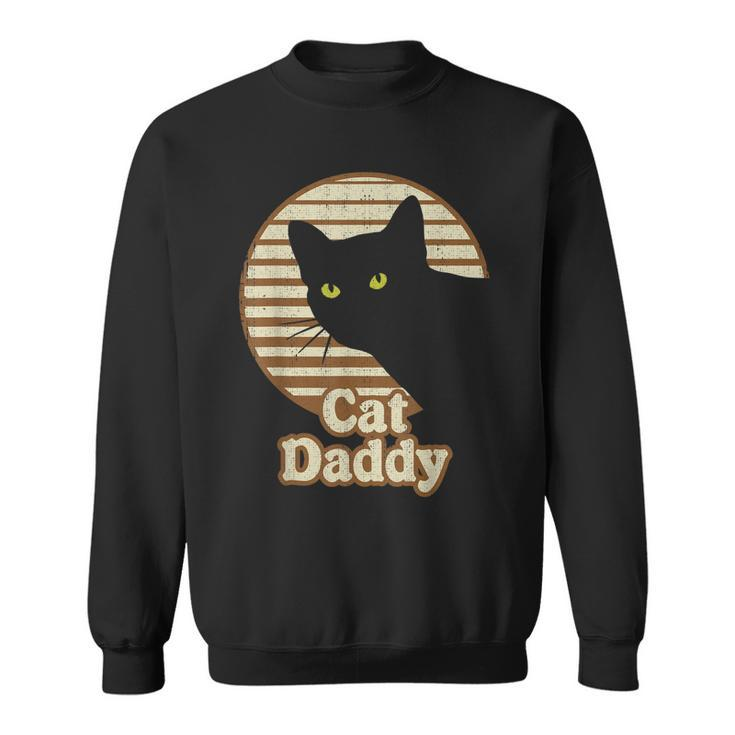 Mens Cat Daddy Vintage Eighties 80S Style Funny Cat Dad Retro Sweatshirt