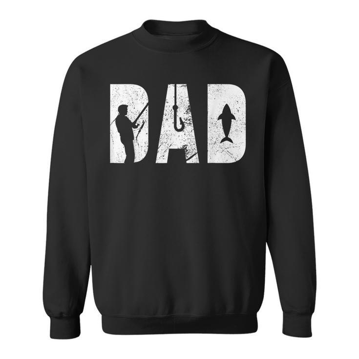 Mens Fishing Dad Fathers Day With Fish And Fishing Hook Crunch  Sweatshirt