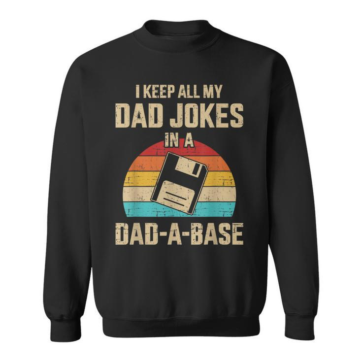 Mens Funny Dad Jokes In Dad-A-Base Vintage For Fathers Day  Sweatshirt
