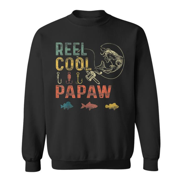 Mens Funny Fathers Day Vintage Fishing Reel Cool Papaw  Sweatshirt