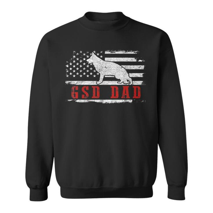 Mens Gsd Dad Distressed American Flag Patriotic German Shepherd  Sweatshirt