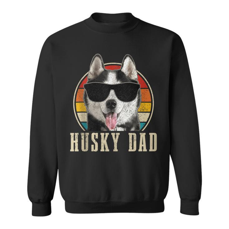 Mens Husky Dad Funny Dog Sunglasses Vintage Siberian Husky  Sweatshirt