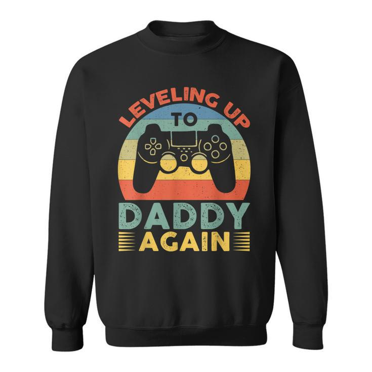 Mens Leveling Up To Daddy Again Vintage Promoted To Dad Again  Sweatshirt