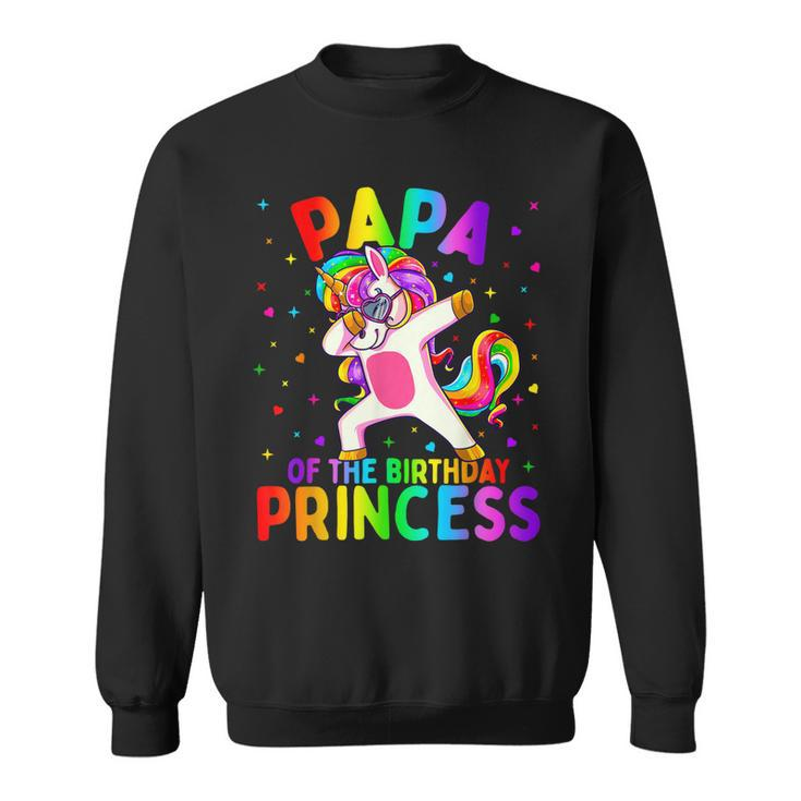 Mens Papa Of The Birthday Princess Girl Dabbing Unicorn Sweatshirt
