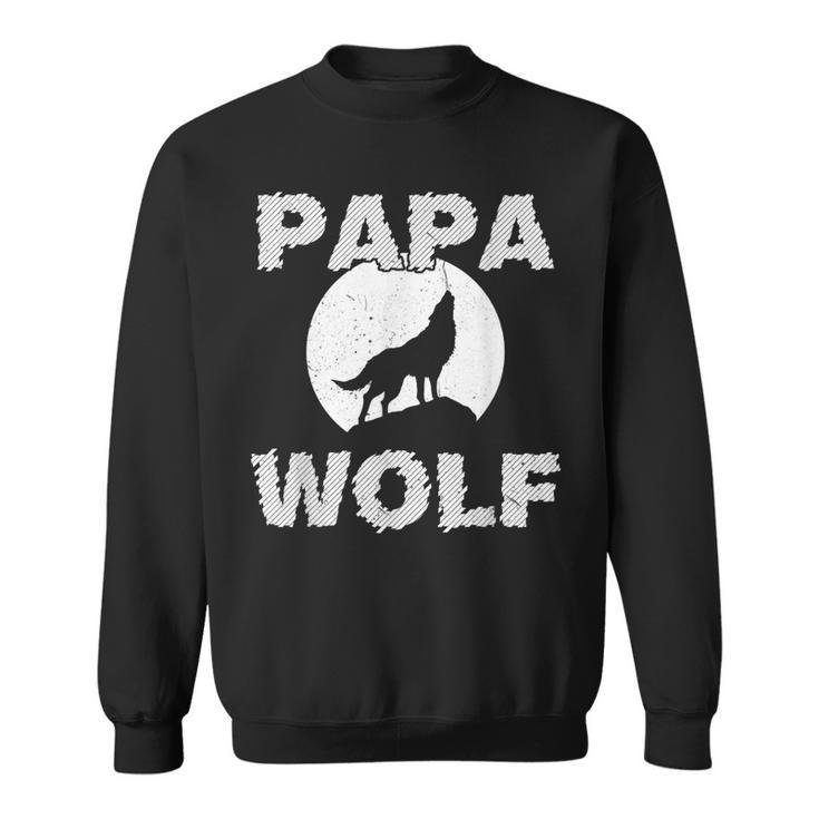 Mens Papa Wolf Cool Dad Daddy Dada Pops Fathers Day Gift Idea  Men Women Sweatshirt Graphic Print Unisex