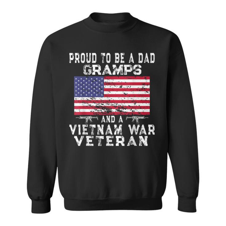 Mens Proud Dad Gramps Vietnam Veteran - Vintage Us Flag Grandpa  Sweatshirt