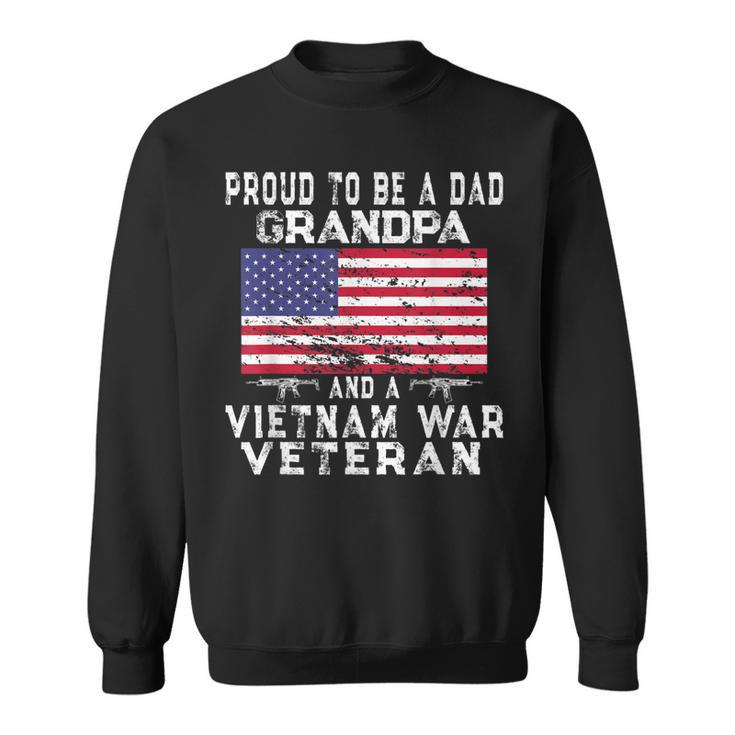 Mens Proud Dad Grandpa Vietnam Veteran - Retro Us Flag Grandpa  Men Women Sweatshirt Graphic Print Unisex