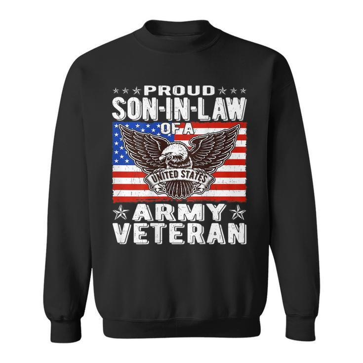 Mens Proud Son-In-Law Of Army Veteran Patriotic Military Family  Men Women Sweatshirt Graphic Print Unisex