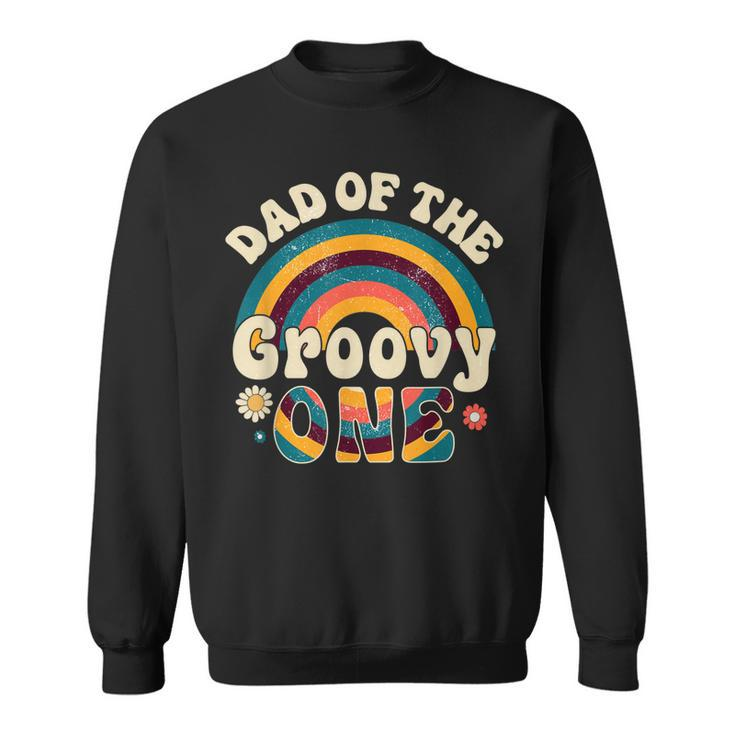 Mens Retro Groovy Daddy Matching Family 1St Birthday Party  Sweatshirt