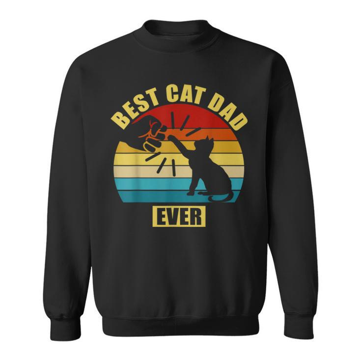 Mens Retro Vintage Best Cat Dad Ever Fist Bump Sweatshirt