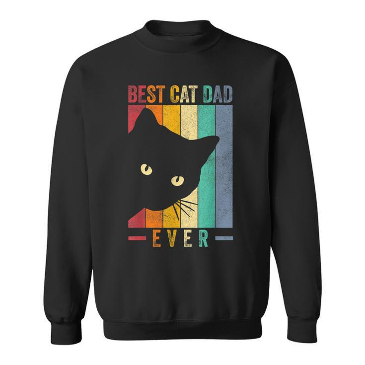 Mens Retro Vintage Best Cat Dad Ever Funny Cat Daddy Fathers Day  Sweatshirt