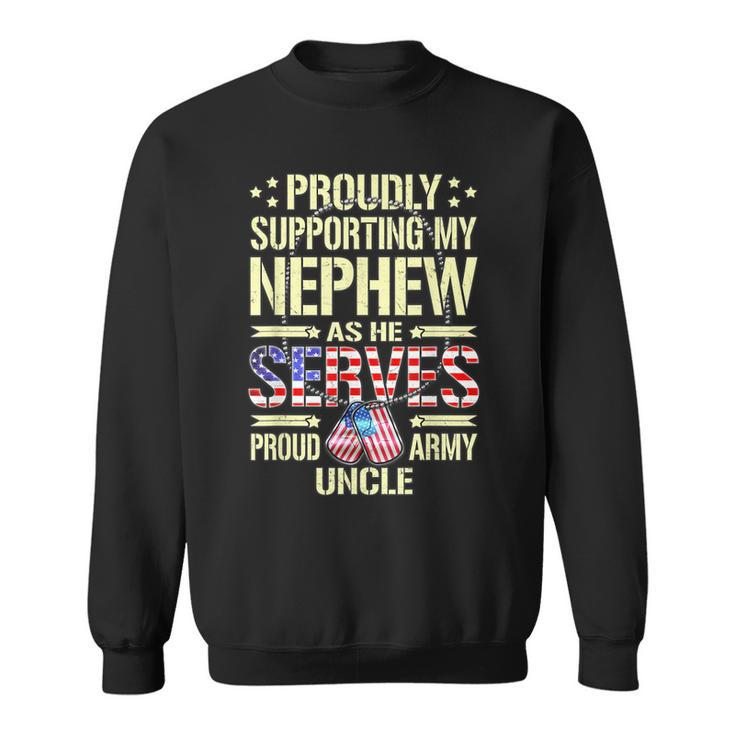 Mens Supporting My Nephew As He Serves - Proud Army Uncle Gift  Men Women Sweatshirt Graphic Print Unisex