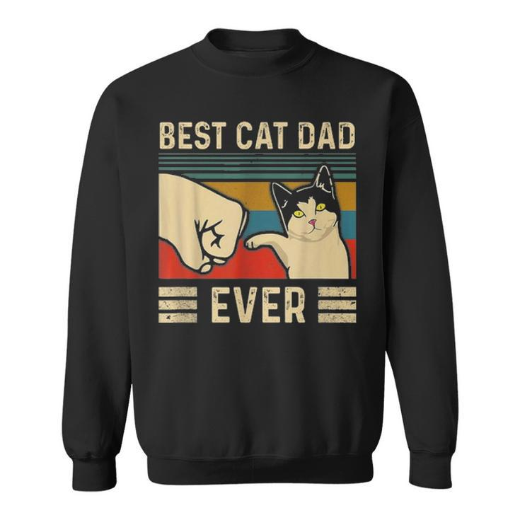 Mens Vintage Best Cat Dad Ever Bump Fit Fathers Day Gift Sweatshirt
