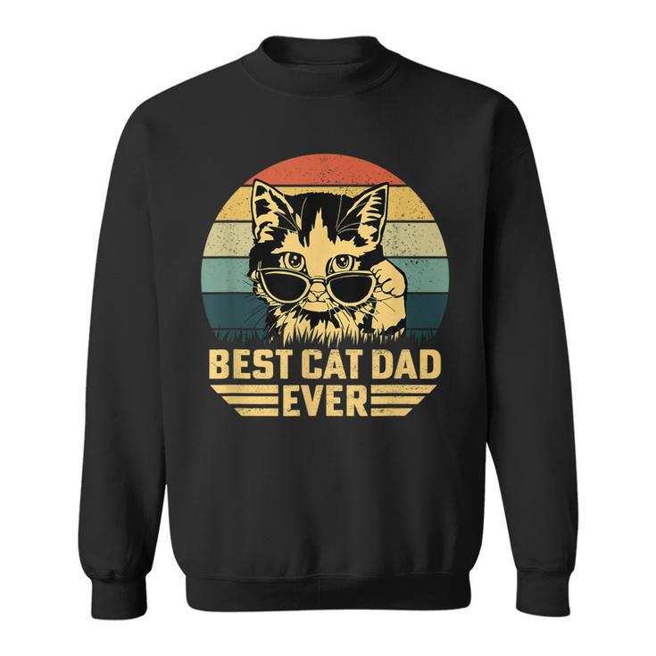 Mens Vintage Best Cat Dad Ever Retro Fathers Day For Cat Dad Sweatshirt