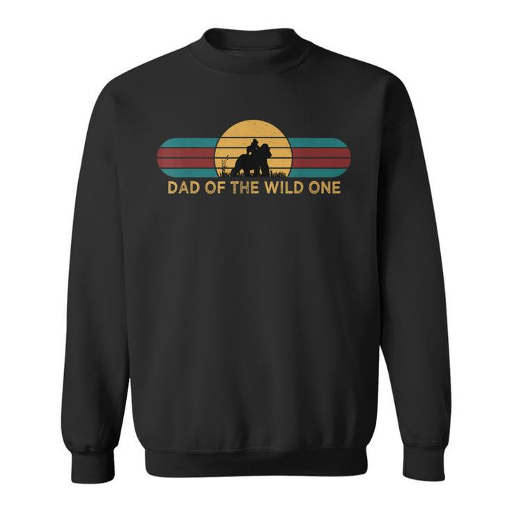 Mens Vintage Dad Of The Wild One Gorilla 1St Birthday Daddy  Sweatshirt