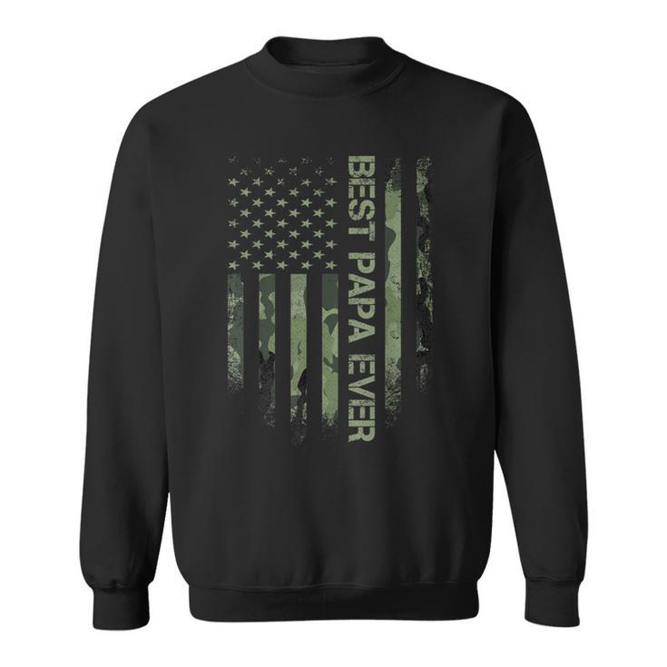 Mens Vintage Usa American Camo Flag Best Papa Ever Distressed  Sweatshirt