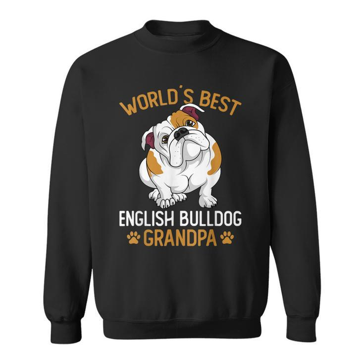 Mens World´S Best English Bulldog Grandpa Dog Owner Funny Men  Sweatshirt