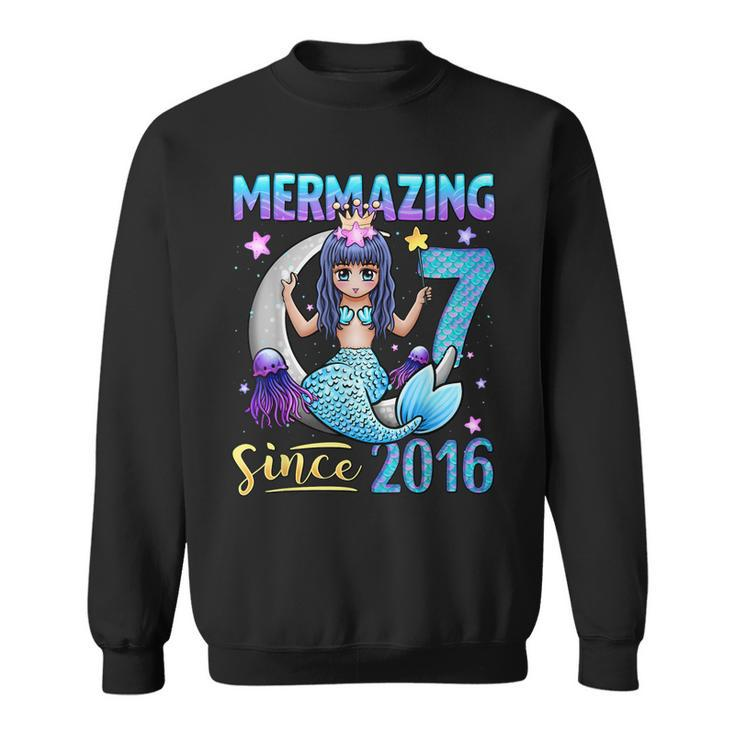 Mermaid Birthday Girl 7 Years Old Mermaid 7Th Birthday Girls  Sweatshirt